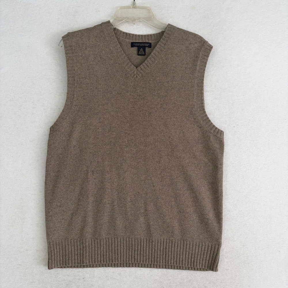 VTG Banana Republic Sweater Vest Men Medium Brown Wool Angora Cashmere